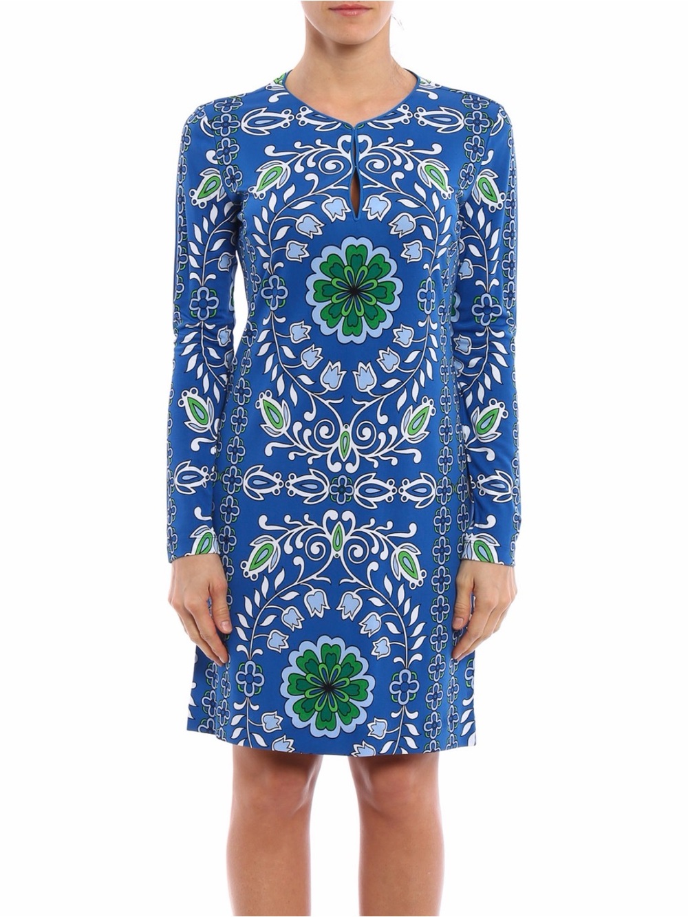 Tory Burch - Blue, Green, & White Paisley Print Silk Jersey Dress Sz M